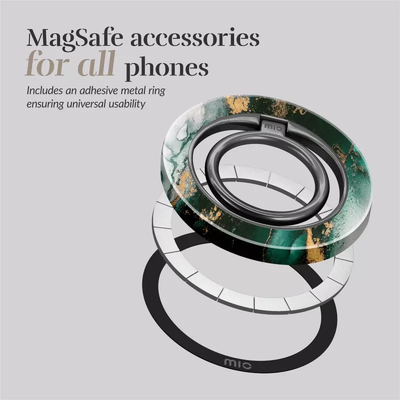 MIO Green Marble Funda Magsafe con soporte de anillo