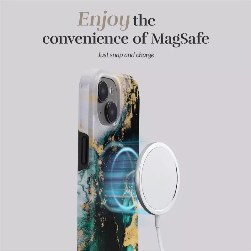 MIO Green Marble Funda compatible con MagSafe para iPhone 16 Plus