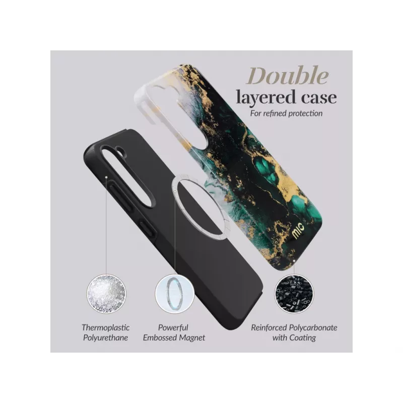 MIO Green Marble funda compatible con MagSafe para Samsung S25 Plus 5G