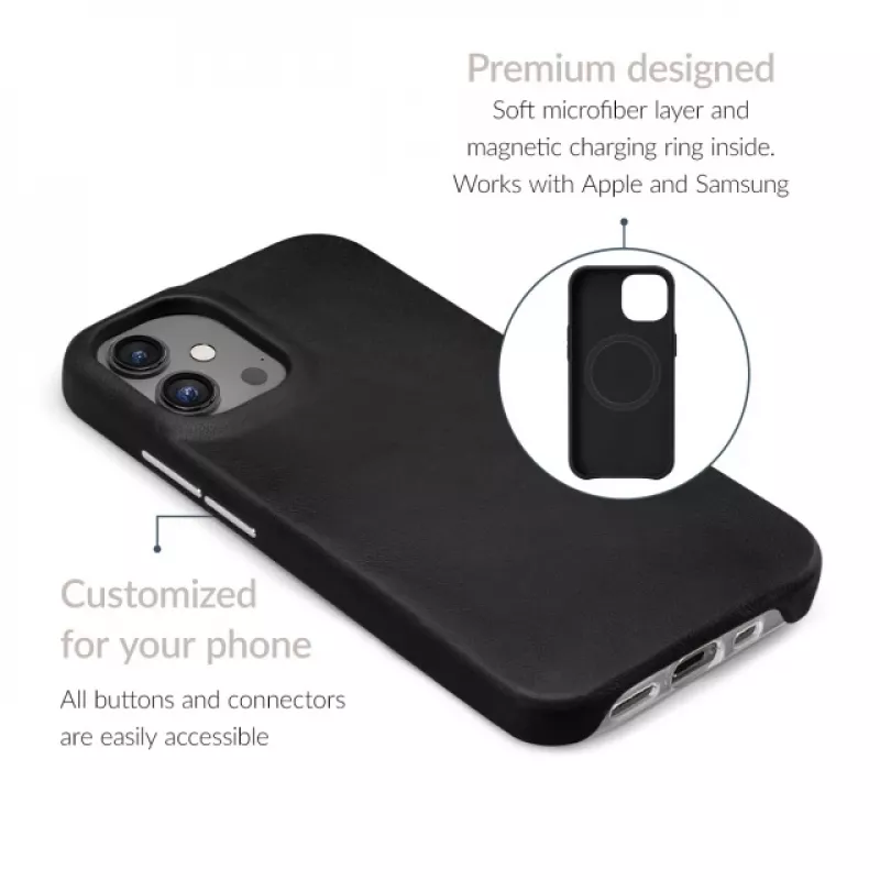 Mio Mobilize Funda de piel premium compatible con Magsafe para Apple iPhone 17 Pro Negra