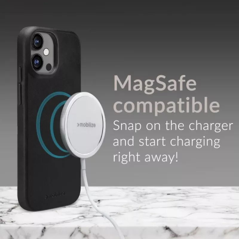 Mio Mobilize Funda de piel premium compatible con Magsafe para Apple iPhone 17 Pro Negra
