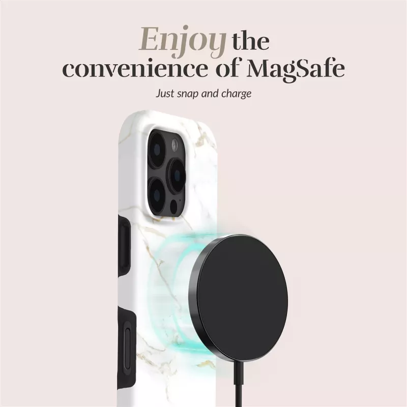 MIO White Marble Magsafe funda compatible para iPhone 16 Plus