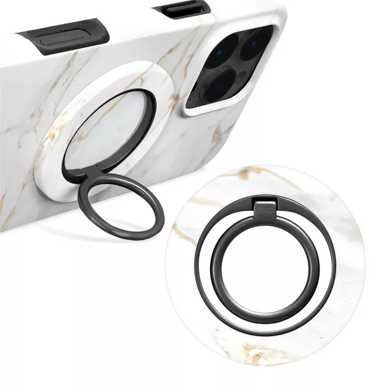 MIO White Marble Funda MagSafe Compatible con Soporte Anular