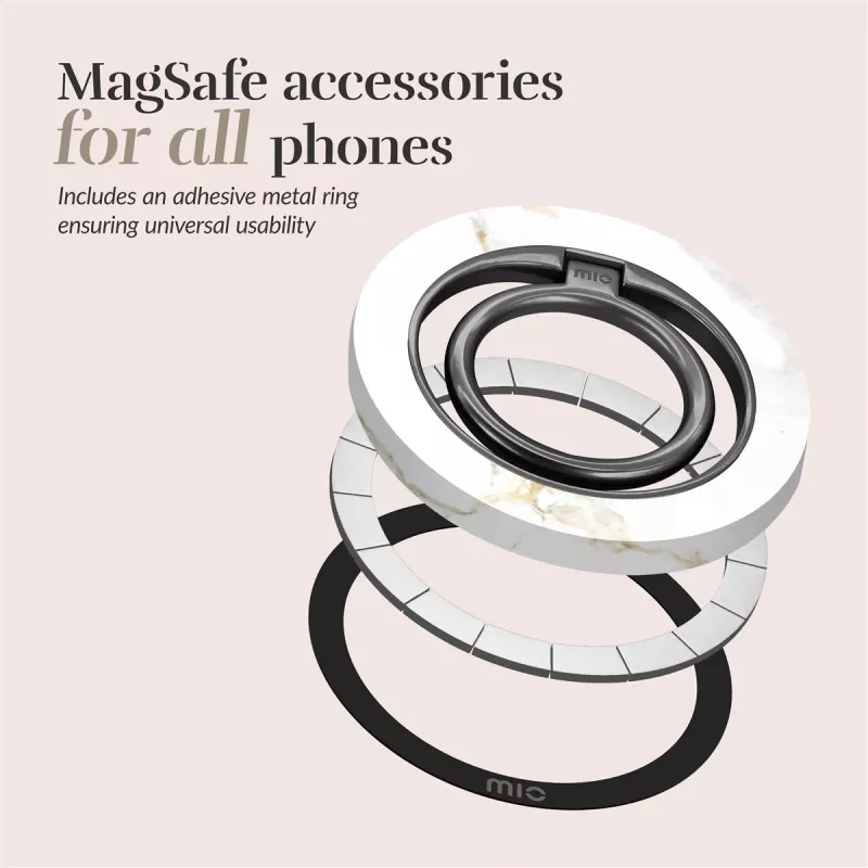 MIO White Marble Funda MagSafe Compatible con Soporte Anular