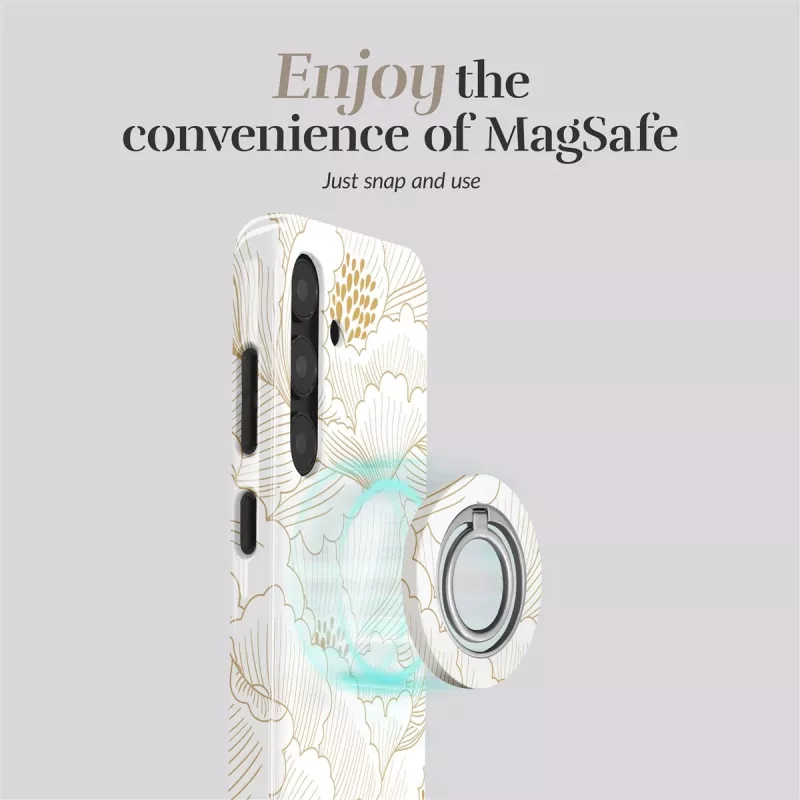 MIO White Roses Funda MagSafe Compatible con Anillo Sujeta