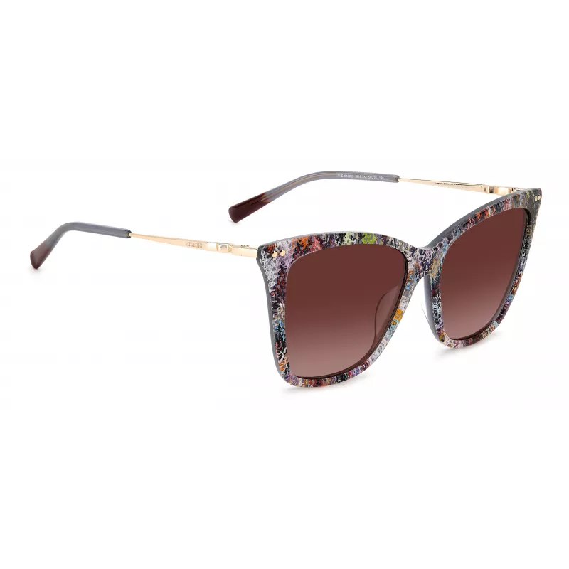 MISSONI Gafas de sol de mujer Butterfly MIS0106SX193X - Montura de acetato marrón estampada, lentes marrones degradadas, protección UV400