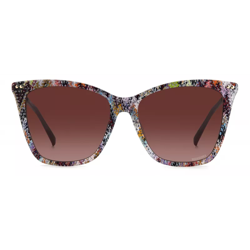 MISSONI Gafas de sol de mujer Butterfly MIS0106SX193X - Montura de acetato marrón estampada, lentes marrones degradadas, protección UV400