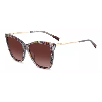 MISSONI Gafas de sol de mujer Butterfly MIS0106SX193X - Montura de acetato marrón estampada, lentes marrones degradadas, protección UV400