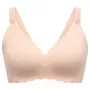 Momcozy YN46 Sujetador de lactancia sin costuras con soporte y estampado floral, push-up, beige, talla M
