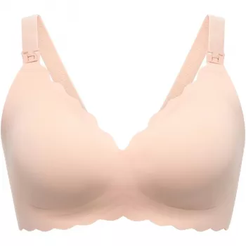 Momcozy YN46 Sujetador de lactancia sin costuras con estampado floral y push-up, color piel, talla L