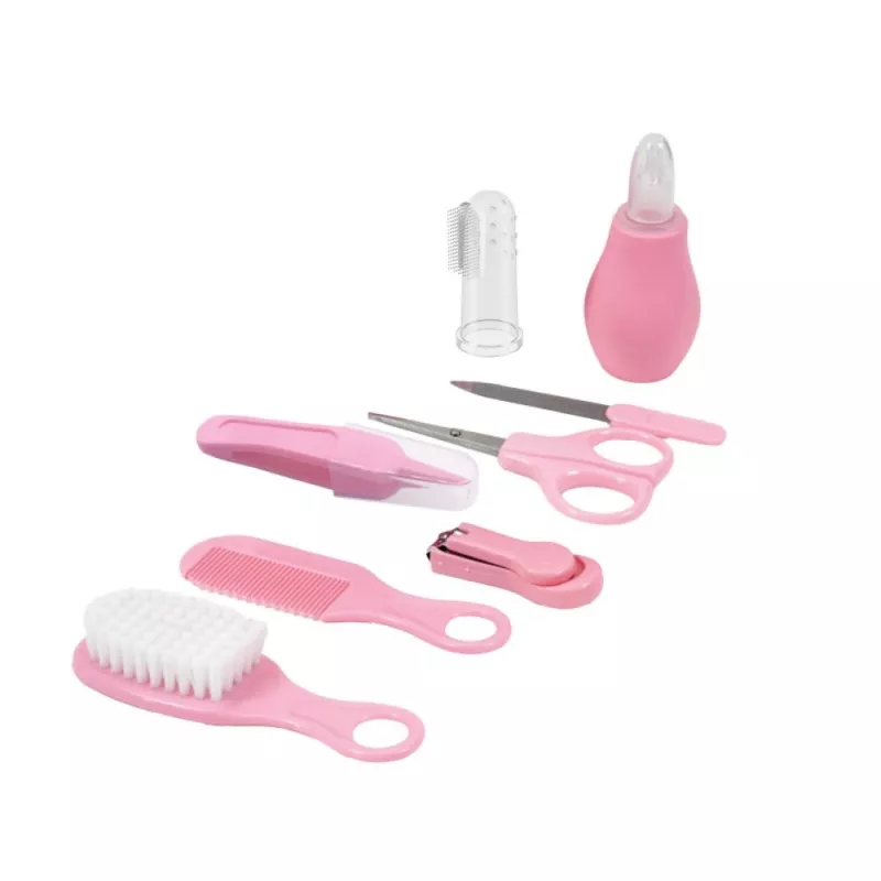 MOMINI Baby Care Kit Pinky – set de cuidado para recién nacidos de 10 piezas con estuche de viaje