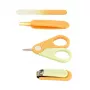 Momini Set de cuidado de uñas para bebé Sunny - Lima eléctrica para bebé con 6 cabezales, 2 velocidades, luz LED, Blanco/Amarillo