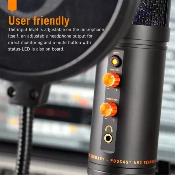 Monkey Banana MICO BK Micrófono de condensador USB para estudio y podcasting