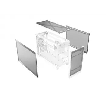 MONTECH TEN (W) caja de PC mini torre blanca - Micro ATX / Mini-ITX, cristal templado, ARGB