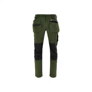 MonterXXL pantalón de trabajo hombre con 9 bolsillos, bolsillos para rodilleras, refuerzo Oxford 600D, cintura ajustable, negro/gris, talla XXL