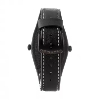MONTRES DE LUXE Reloj unisex Analógico Cuarzo 09BK-3002 40mm Caja de acero inoxidable Correa de piel negra