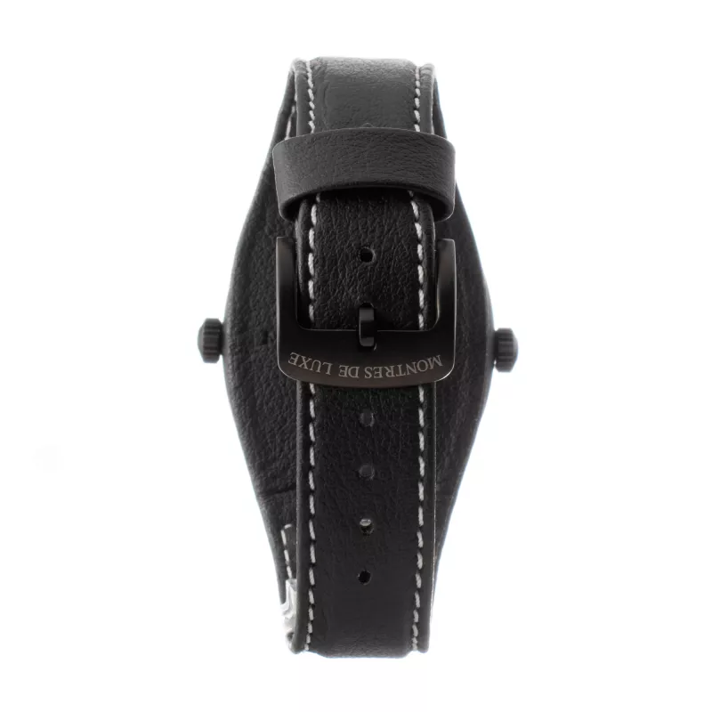 MONTRES DE LUXE Reloj unisex Analógico Cuarzo 09BK-3002 40mm Caja de acero inoxidable Correa de piel negra