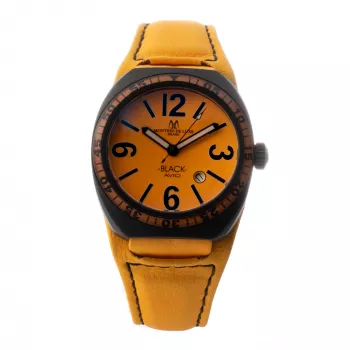 MONTRES DE LUXE Reloj unisex 09BK-2502 40mm Acero inoxidable Piel negra