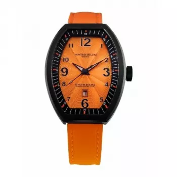MONTRES DE LUXE Reloj mujer 09EX-L8302 35mm caja de acero inoxidable esfera plateada correa de piel auténtica analógico cuarzo
