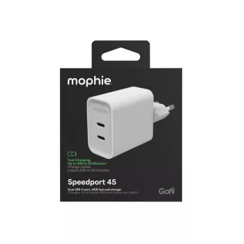 Mophie ROC GaN 45W cargador de pared dual USB-C - blanco
