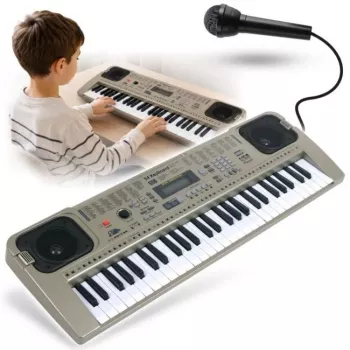 MQ 807 USB Teclado electrónico didáctico, 61 teclas, 16 timbres, 10 ritmos, gris