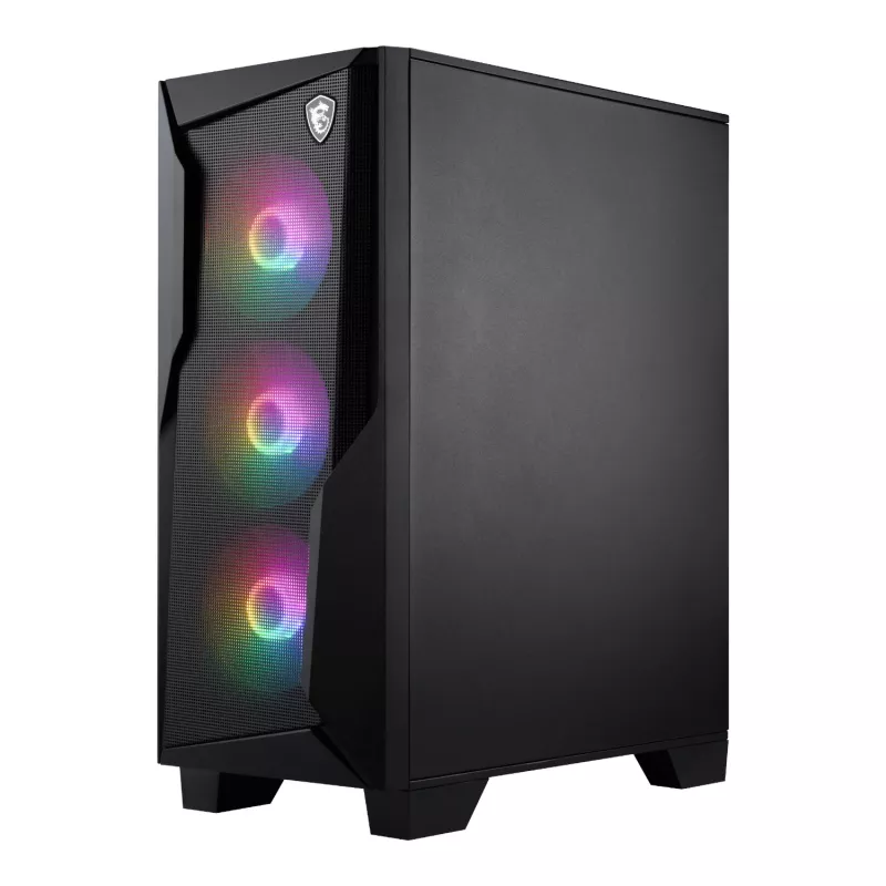 Caja de PC gaming semitorre ATX MSI MAG FORGE 130A Airflow - negra, cristal templado, 4 ventiladores ARGB