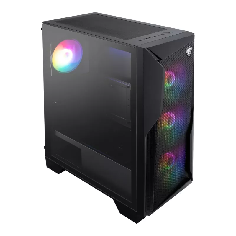 Caja de PC gaming semitorre ATX MSI MAG FORGE 130A Airflow - negra, cristal templado, 4 ventiladores ARGB