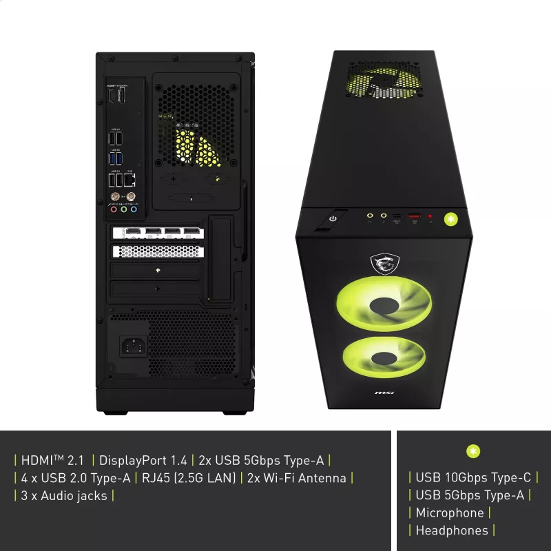 PC de sobremesa MSI MAG Infinite S AI 2NVM7-002AT (negro/transparente, Windows 11 Home)
