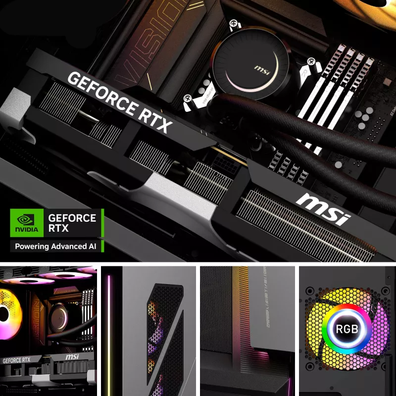 MSI MEG Vision X AI 2NVV9-285AT PC de sobremesa (negro/transparente, Windows 11 Home)