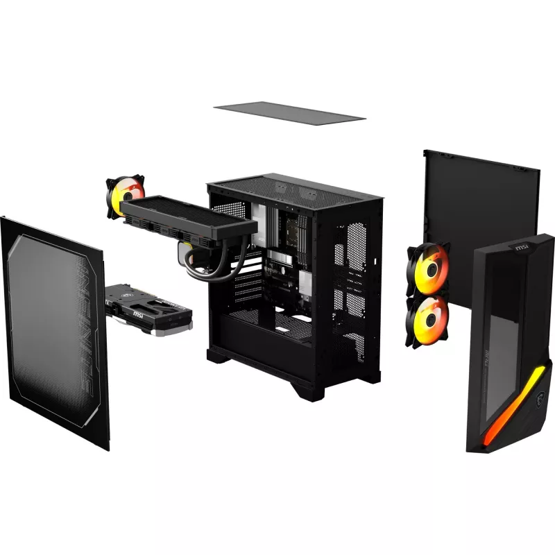 MSI MPG Infinite Z3 X3D PC de sobremesa gaming, AMD Ryzen 7 7800X3D, 32GB DDR5, 1TB NVMe SSD, NVIDIA GeForce RTX 4070 Ti, Windows 11 Home, negro