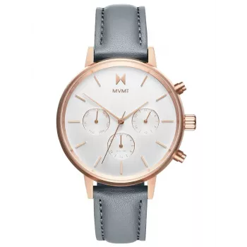 MVMT Reloj Nova Chrono para mujer 38mm oro rosa acero inoxidable piel verde D-FC01-RGGR