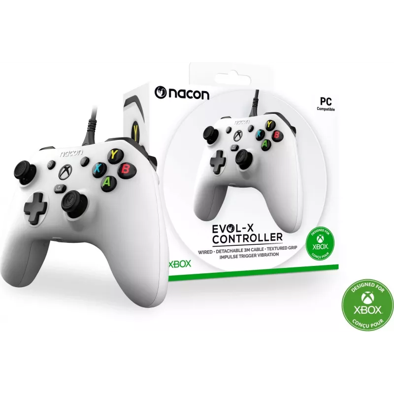 NACON EVOL-X Mando con cable para Xbox Series X|S, Xbox One, PC - Blanco