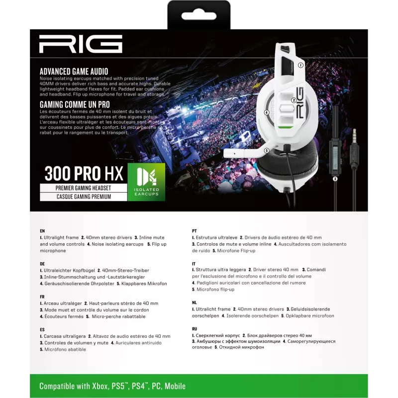 Auriculares gaming NACON RIG 300HX para Xbox, blancos
