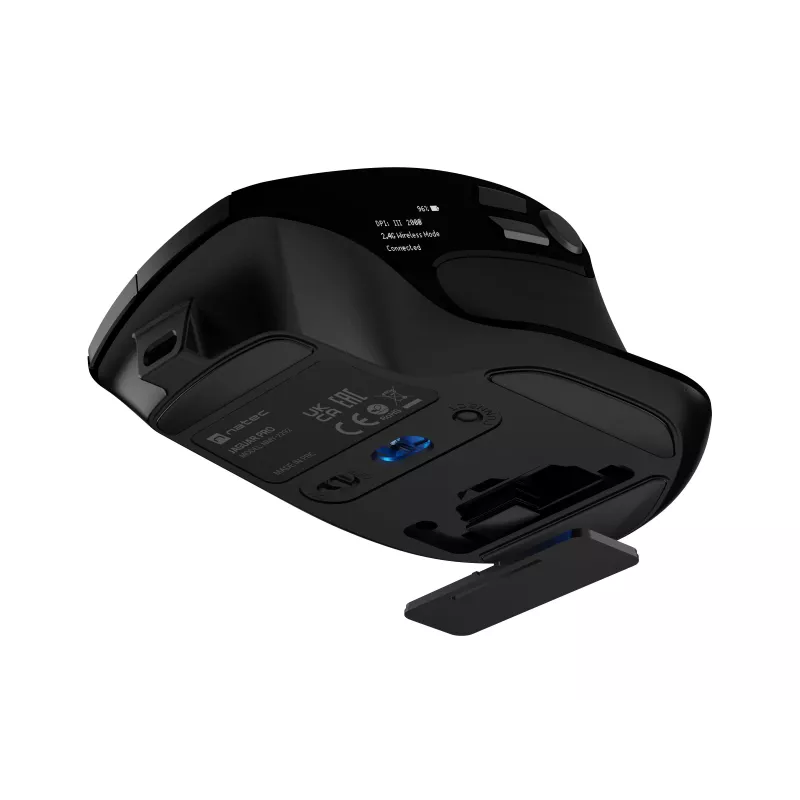 Natec Jaguar Pro Ratón Gaming Inalámbrico, 2,4 GHz + Bluetooth, 4000 DPI, Negro