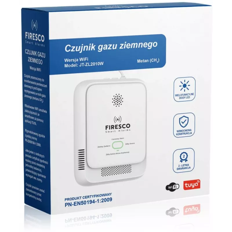 Sensor de gas natural Firesco JT-ZL2010W WiFi Tuya Smart Life