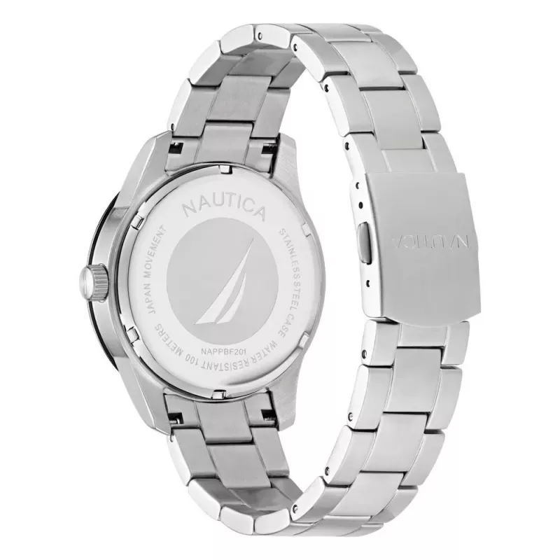 NAUTICA Reloj de cuarzo analógico de hombre NAPPBF201 con esfera azul y correa de silicona azul, 42 mm