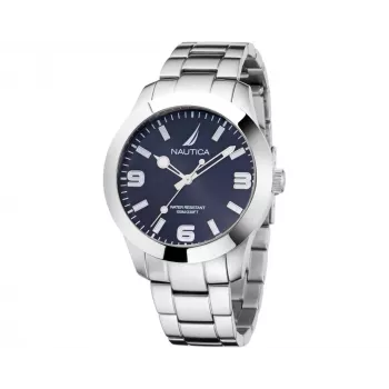 NAUTICA Reloj de cuarzo analógico de hombre NAPPBF201 con esfera azul y correa de silicona azul, 42 mm
