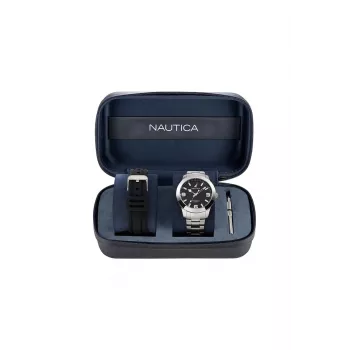 Nautica Reloj cronógrafo de cuarzo de hombre NAPPBF205 42mm Azul Silicona