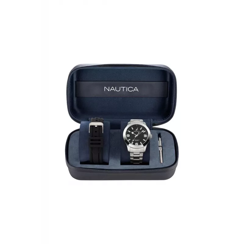 Nautica Reloj cronógrafo de cuarzo de hombre NAPPBF205 42mm Azul Silicona