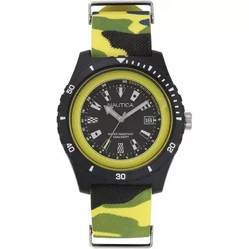 NAUTICA Reloj de hombre NAPSRF007 de inspiración diver cuarzo, esfera azul, correa de silicona azul, 46 mm