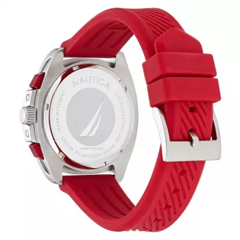 Nautica Reloj de pulsera cronógrafo para hombre Pacific Beach esfera azul correa de silicona NAPTCF205