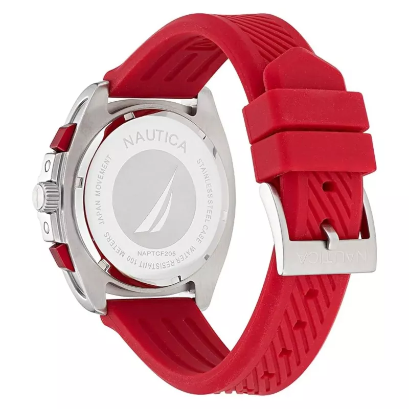Nautica cronógrafo de hombre Pacific Beach con esfera azul y correa de silicona NAPTCF205