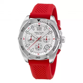 Nautica Reloj de pulsera cronógrafo para hombre Pacific Beach esfera azul correa de silicona NAPTCF205