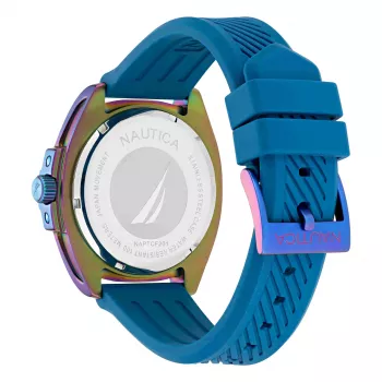 Nautica Reloj de hombre Porthole Cronógrafo Cuarzo NAPTCF201 44mm Esfera azul Correa de silicona