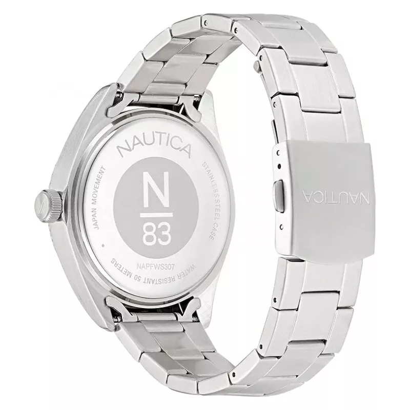 Nautica Reloj de hombre cuarzo analógico NAPFWS307 44 mm esfera azul correa de silicona azul