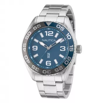 Nautica Reloj de hombre cuarzo analógico NAPFWS307 44 mm esfera azul correa de silicona azul