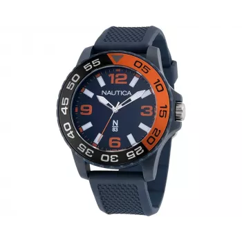 Nautica Reloj cronógrafo de cuarzo de hombre NAPFWS302 45mm esfera azul pulsera de silicona