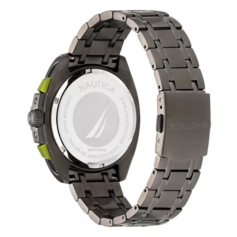 Nautica reloj de cuarzo hombre NAPTCF210 44mm acero inoxidable esfera azul correa de silicona
