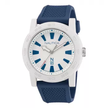 Reloj para hombre Nautica NAPATF201 44 mm acero inoxidable cuarzo analógico esfera negra correa de silicona