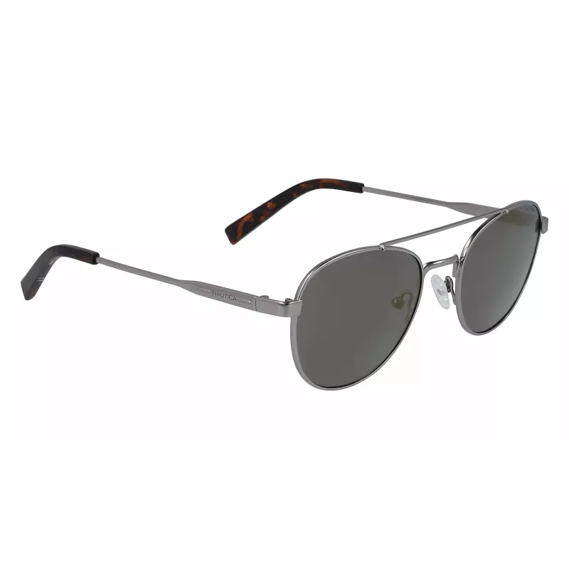 Nautica N4641SP-030 Gafas de sol rectangulares para hombre, montura negro mate, lentes grises, 53 mm
